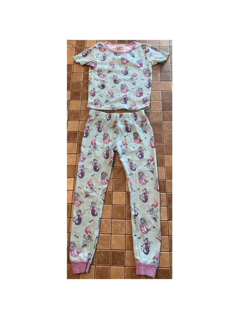 Girls Member's Mark Pajama Set Size 7 Blue Purple Mermaid